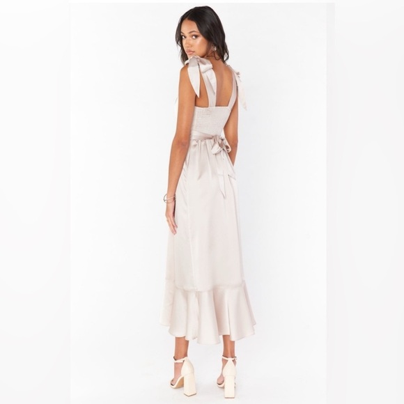 SHOW ME YOUR MUMU Claire Midi Dress Show Me The Ring Luxe Satin Bridesmaid NWT - Picture 3 of 7